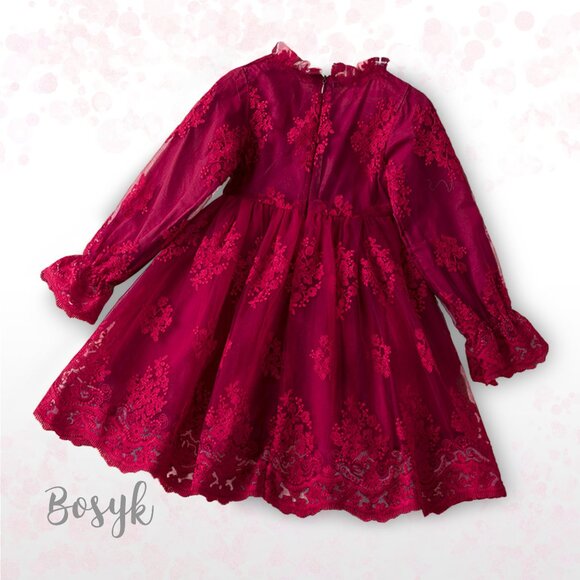 Carmin The Spanish Dress - urgundy Red - Dress for Girls - Elegant Dresses - Picture 2 of 6